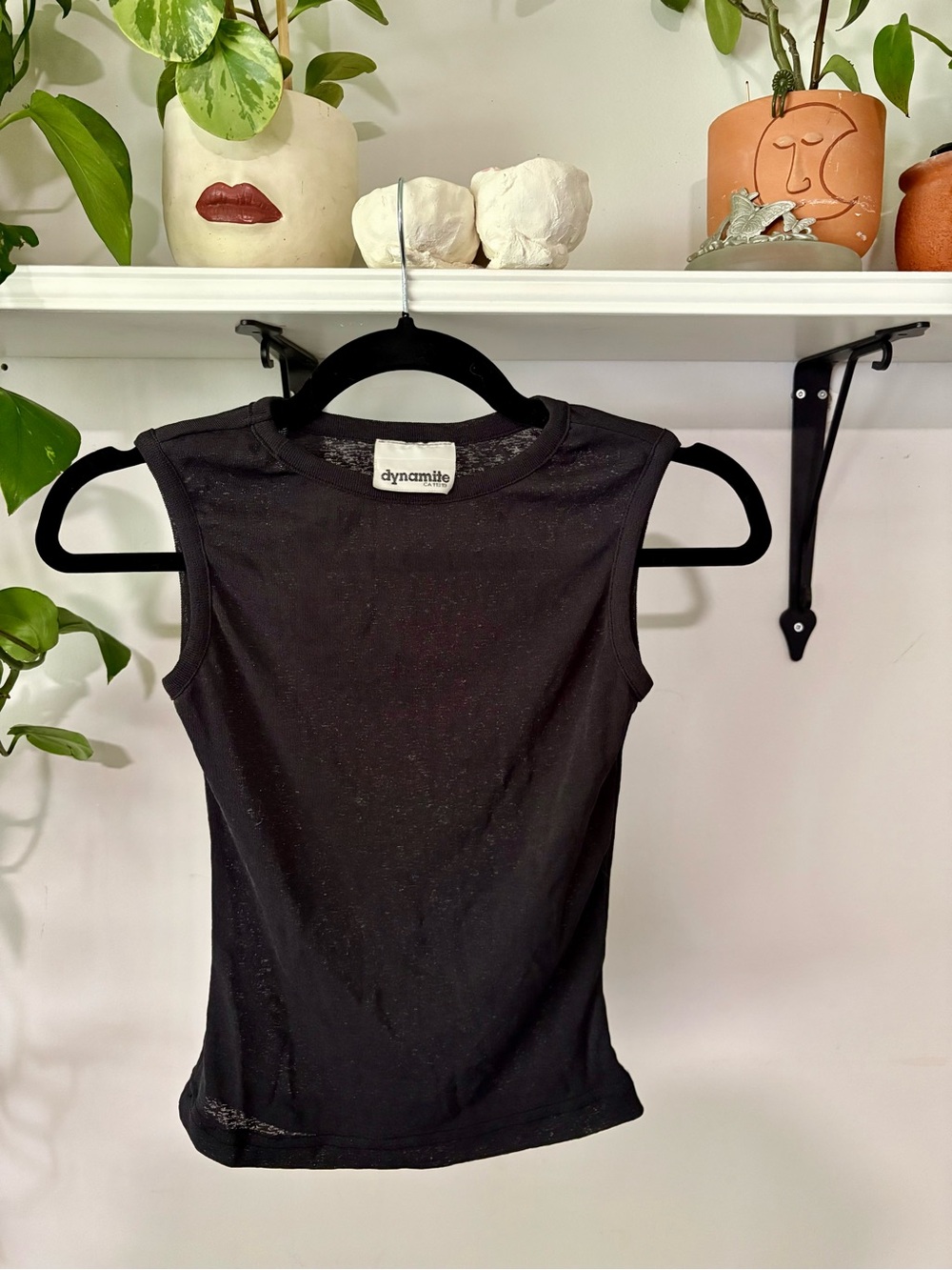 Dynamite Black Sleeveless Ribbed Tank